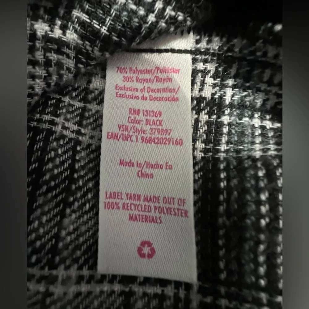 Justice Monochrome Plaid Shirt Sz L 12/14